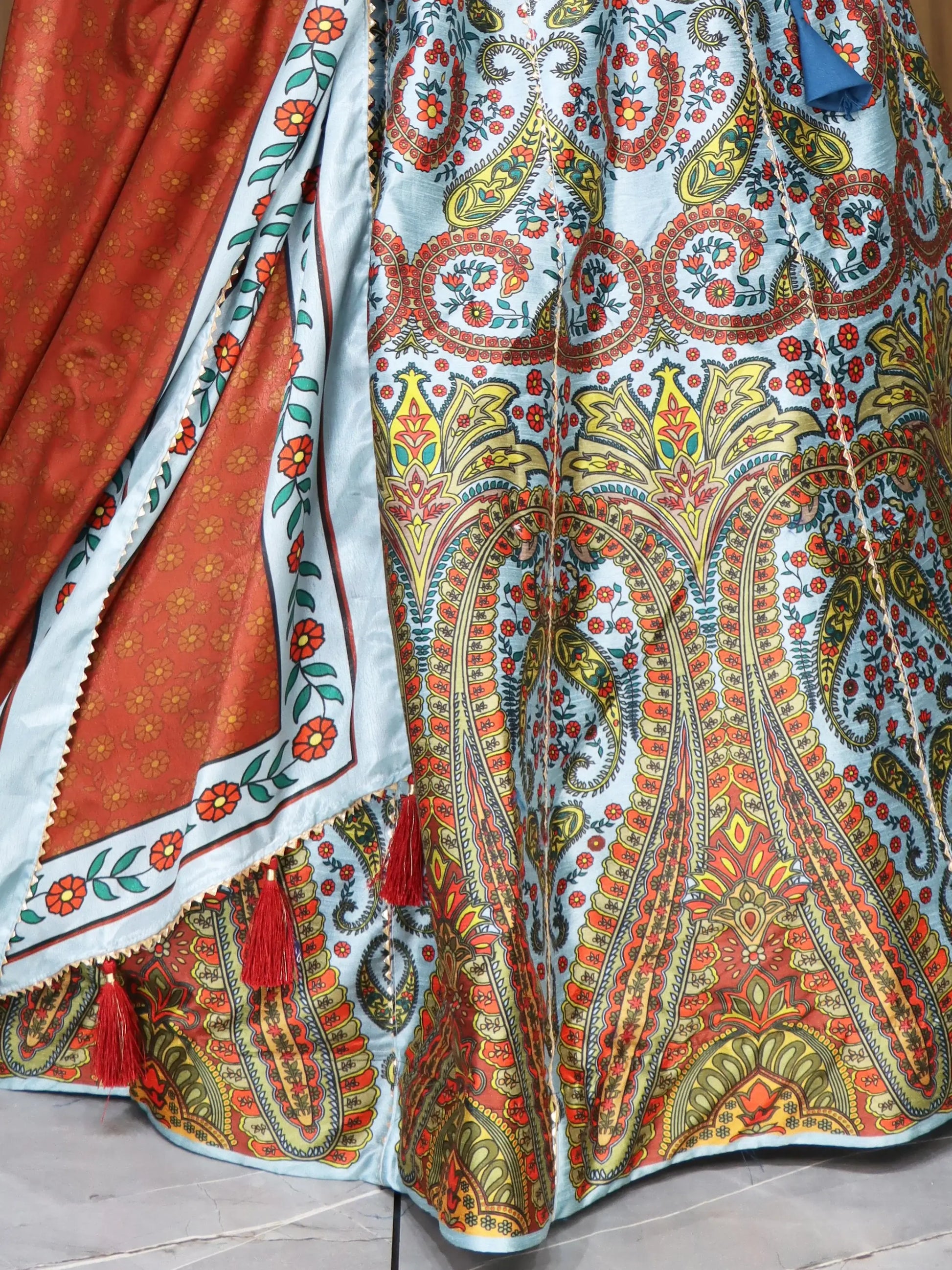 Attractive Multi-Color Printed Art Silk Lehenga Choli With Dupatta - Zeel Clothing