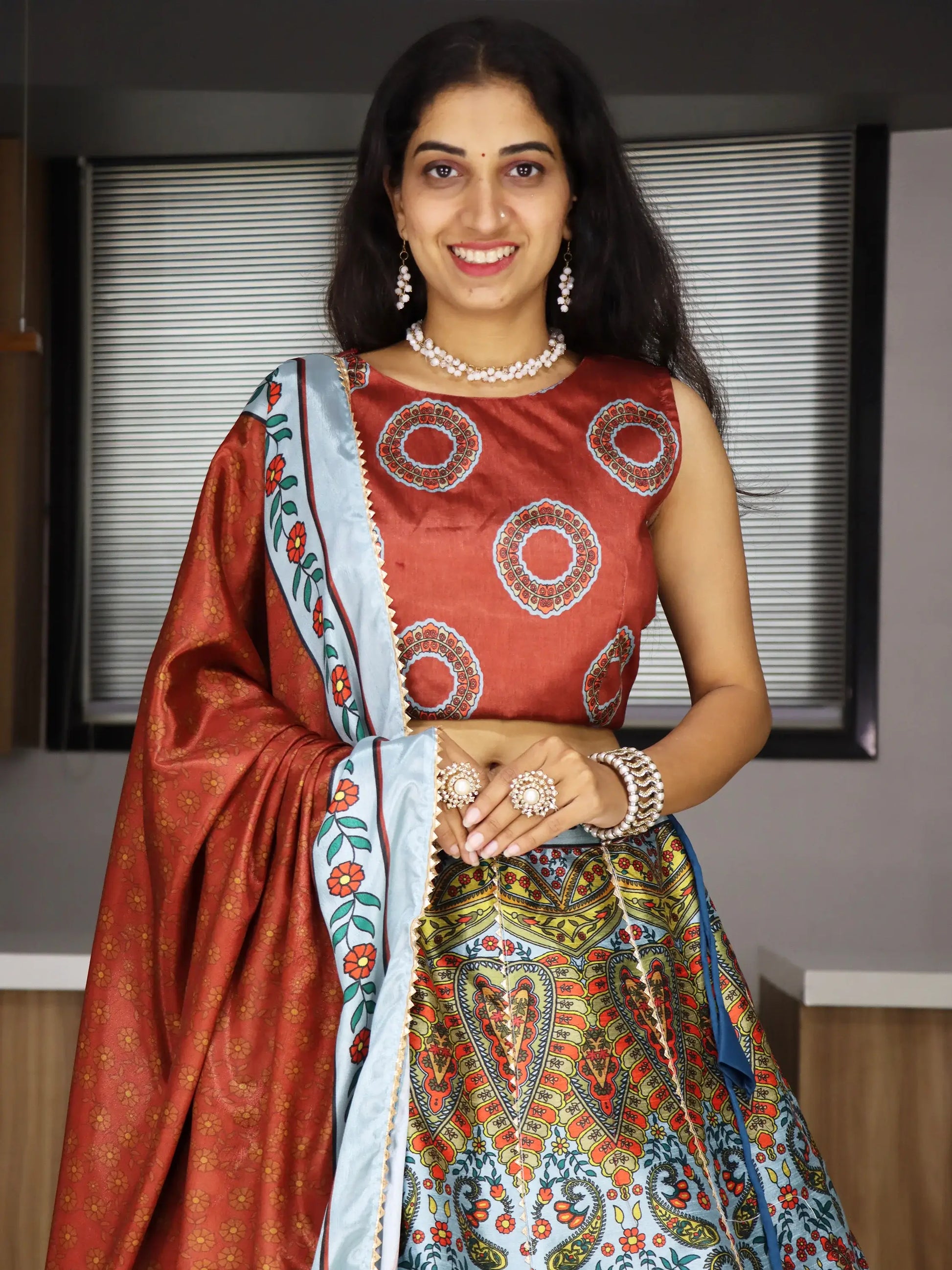 Attractive Multi-Color Printed Art Silk Lehenga Choli With Dupatta - Zeel Clothing