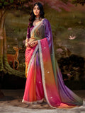 Attractive Multi-Color Sequins Organza Wedding Saree With Blouse - Zeel Clothing