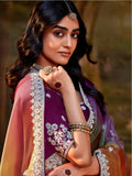 Attractive Multi-Color Sequins Organza Wedding Saree With Blouse - Zeel Clothing