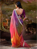 Attractive Multi-Color Sequins Organza Wedding Saree With Blouse - Zeel Clothing