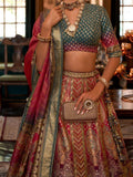 Attractive Multi-Color Woven Rajwadi Silk Lehenga Choli With Dupatta - Zeel Clothing