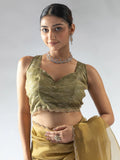 Attractive Mustard Yellow Border Work Organza Event Wear Pre-Stitched Saree - Zeel Clothing