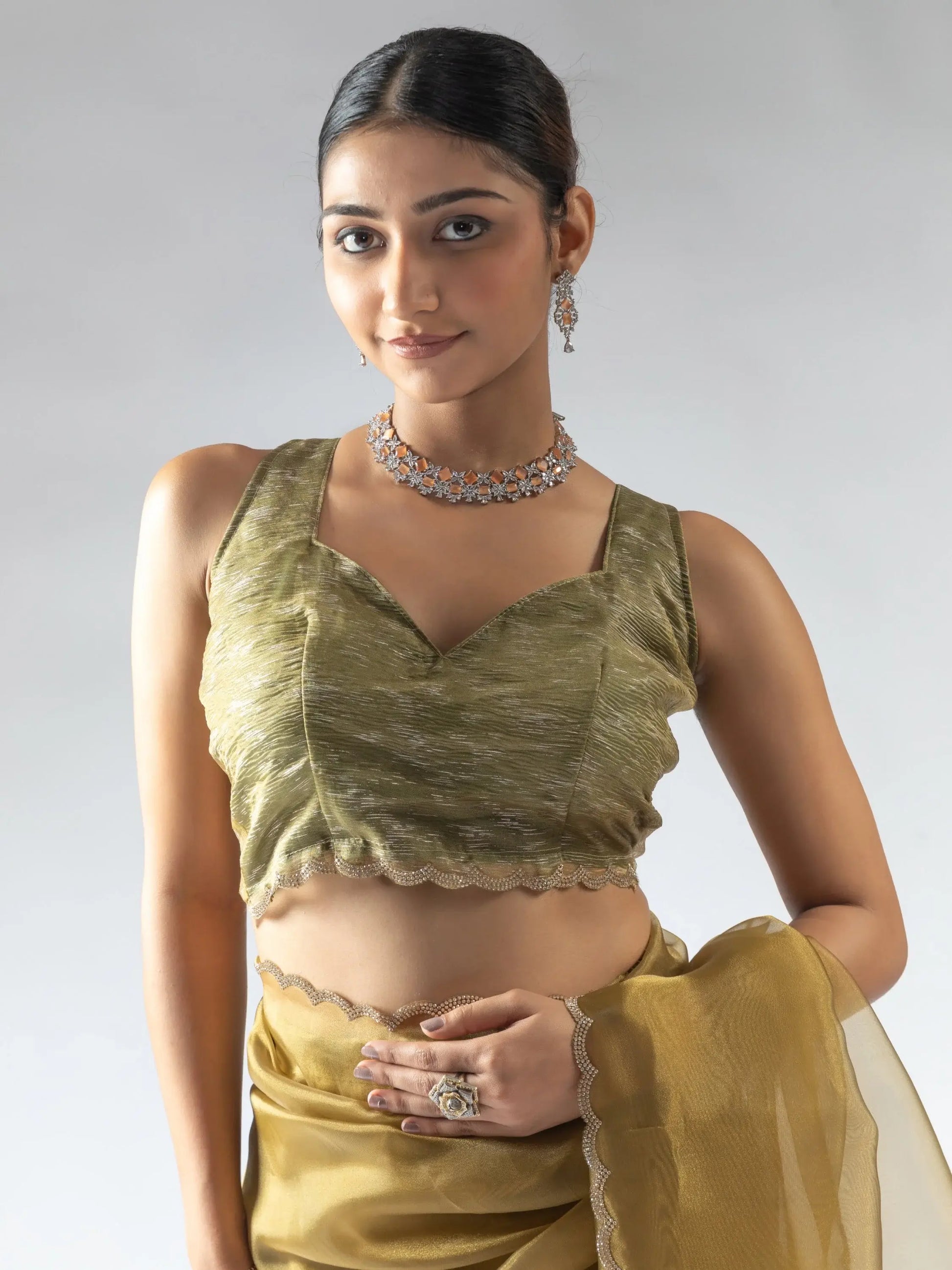 Attractive Mustard Yellow Border Work Organza Event Wear Pre-Stitched Saree - Zeel Clothing
