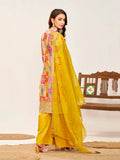 Attractive Mustard Yellow Embroidered Chinon Palazzo Suit With Dupatta - Zeel Clothing