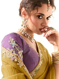 Attractive Mustard Yellow Thread Work Tissue Silk Festival Wear Saree - Zeel Clothing