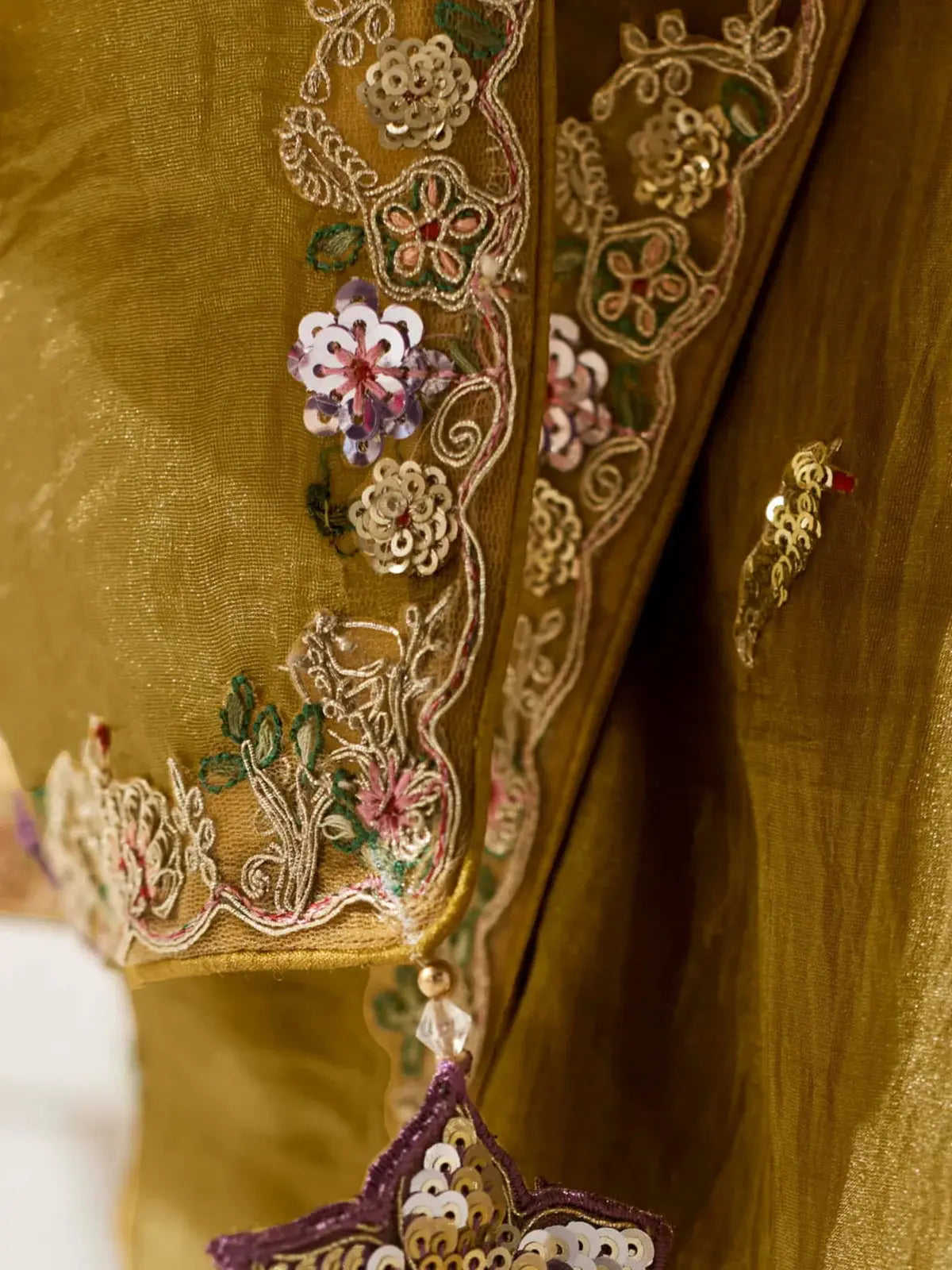 Attractive Mustard Yellow Thread Work Tissue Silk Festival Wear Saree - Zeel Clothing