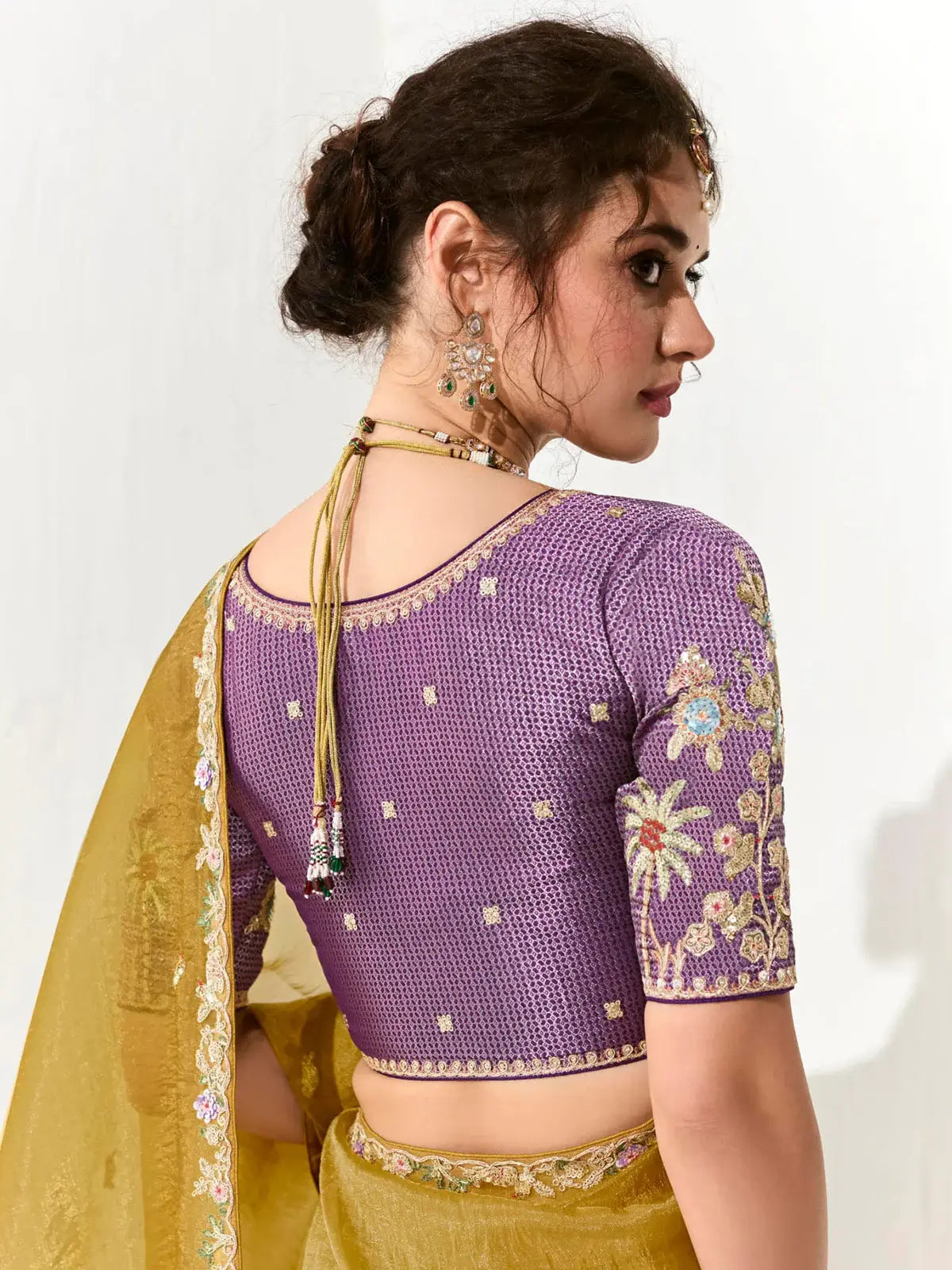 Attractive Mustard Yellow Thread Work Tissue Silk Festival Wear Saree - Zeel Clothing
