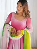 Attractive Muti-Color Georgette Silk Festive Wear Anarkali Suit With Dupatta - Zeel Clothing