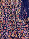 Attractive Navy Blue Embroidered Net Reception Wear Lehenga Choli - Zeel Clothing