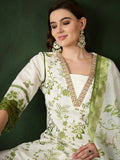 Attractive Olive Green Embroidered Silk Festival Wear Pant Suit - Zeel Clothing