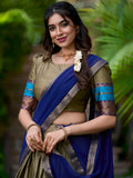 Attractive Olive Green Zari Weaving Cotton Traditional Half Saree Lehenga - Zeel Clothing