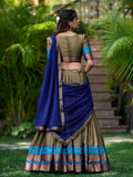 Attractive Olive Green Zari Weaving Cotton Traditional Half Saree Lehenga - Zeel Clothing