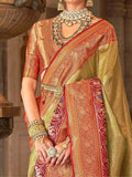 Attractive Pastel Green Zari Weaving Silk Saree With Blouse - Zeel Clothing