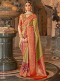 Attractive Pastel Green Zari Weaving Silk Saree With Blouse - Zeel Clothing
