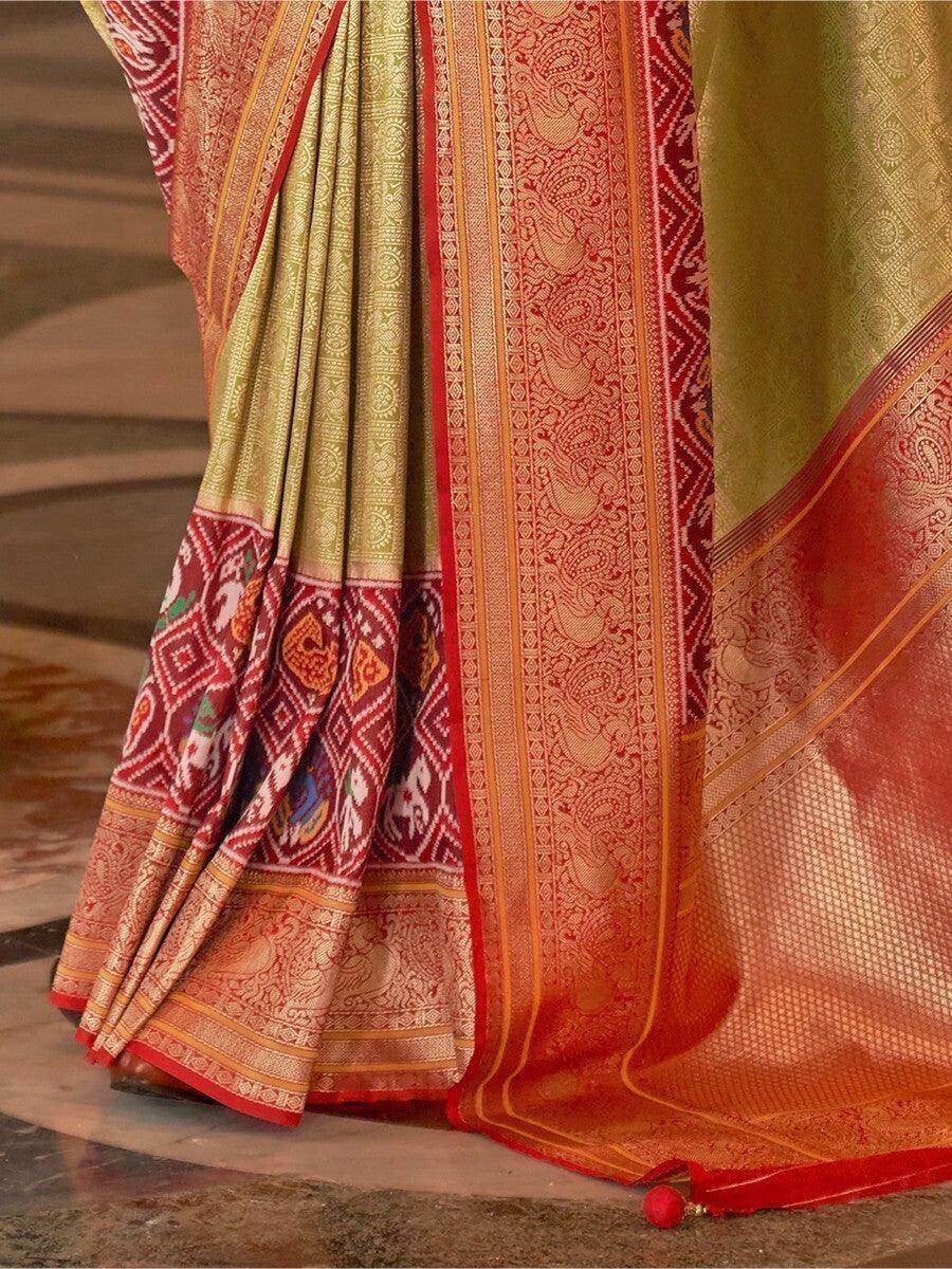 Attractive Pastel Green Zari Weaving Silk Saree With Blouse - Zeel Clothing