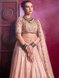 Attractive Peach Embroidered Silk Lehenga Choli With Dupatta - Zeel Clothing