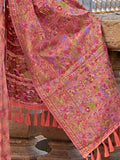 Attractive Peach Floral Woven Organza Festive Wear Saree With Blouse - Zeel Clothing