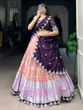 Attractive Peach Zari Weaving Silk Event Wear Half Saree Lehenga - Zeel Clothing