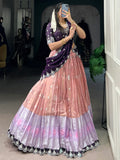 Attractive Peach Zari Weaving Silk Event Wear Half Saree Lehenga - Zeel Clothing
