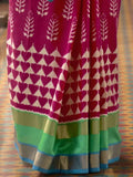 Attractive Pink And Sky Blue Digital Printed Patola Silk Wedding Wear Saree - Zeel Clothing