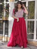 Attractive Pink Beads Work Designer Readymade Lehenga With Kurti - Zeel Clothing