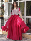 Attractive Pink Beads Work Designer Readymade Lehenga With Kurti - Zeel Clothing
