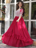 Attractive Pink Beads Work Designer Readymade Lehenga With Kurti - Zeel Clothing