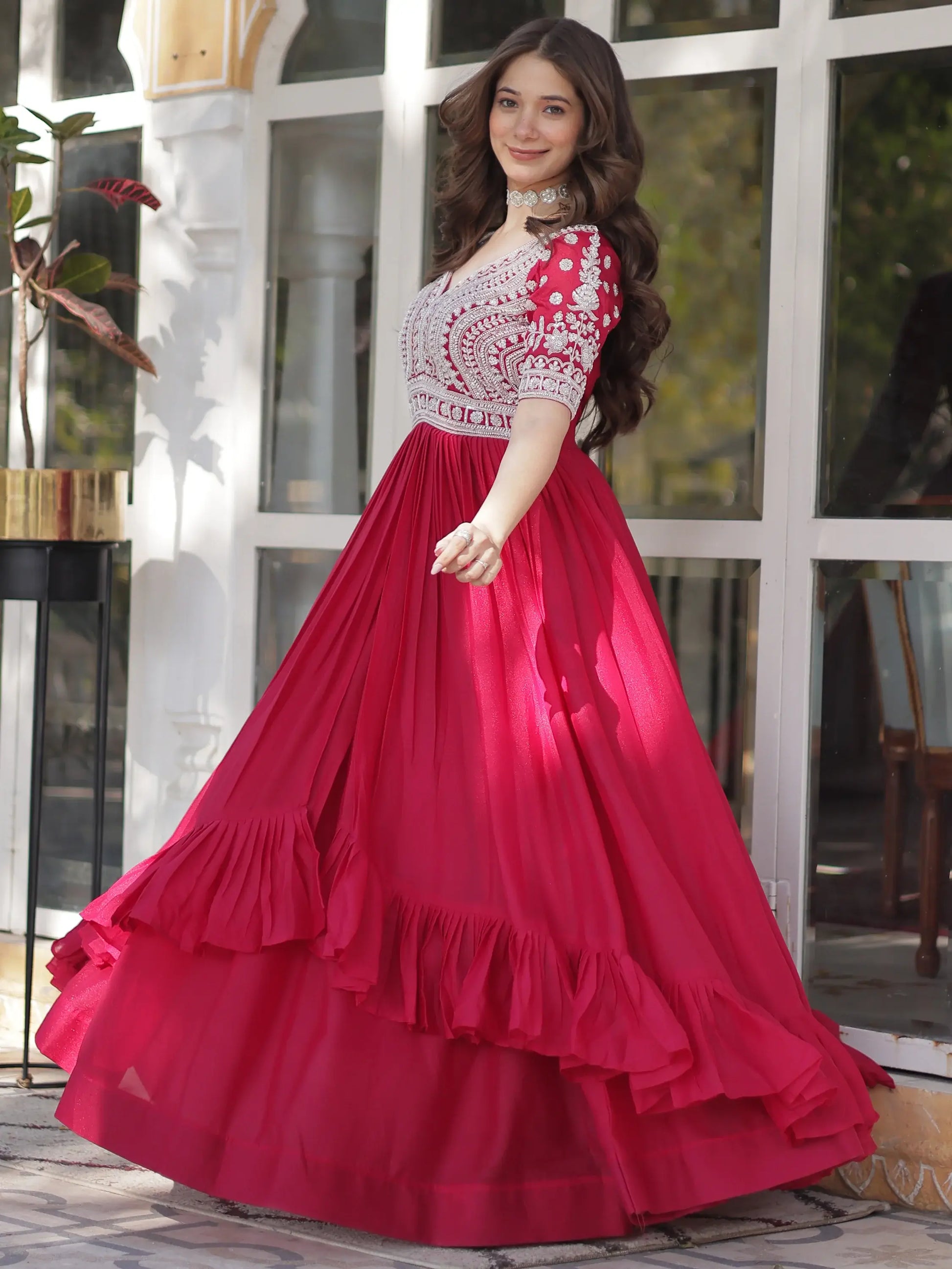 Attractive Pink Beads Work Designer Readymade Lehenga With Kurti - Zeel Clothing