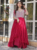 Attractive Pink Beads Work Designer Readymade Lehenga With Kurti - Zeel Clothing