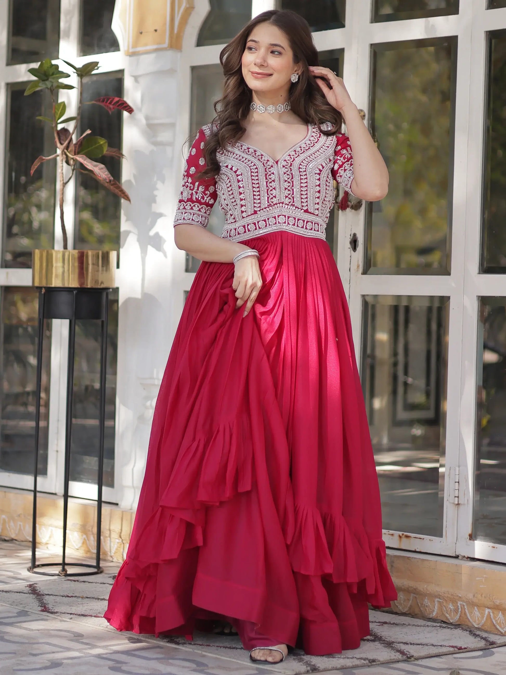 Attractive Pink Beads Work Designer Readymade Lehenga With Kurti - Zeel Clothing