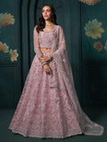 Attractive Pink Embroidered Net Bridesmaid Lehenga Choli - Zeel Clothing