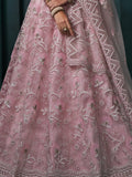Attractive Pink Embroidered Net Bridesmaid Lehenga Choli - Zeel Clothing