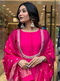 Attractive Pink Embroidered Viscose Pant Suit With Dupatta - Zeel Clothing