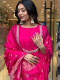 Attractive Pink Embroidered Viscose Pant Suit With Dupatta - Zeel Clothing