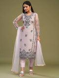 Attractive Pink Net Embroidered Designer Salwar Suit With Dupatta - Zeel Clothing