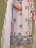 Attractive Pink Net Embroidered Designer Salwar Suit With Dupatta - Zeel Clothing
