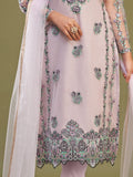 Attractive Pink Net Embroidered Designer Salwar Suit With Dupatta - Zeel Clothing