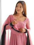 Attractive Pink Organza Silk Casual Wear Anarkali Suit With Dupatta - Zeel Clothing