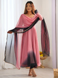 Attractive Pink Organza Silk Casual Wear Anarkali Suit With Dupatta - Zeel Clothing