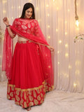 Attractive Pink Sequins Embroidered Georgette Reception Wear Lehenga Choli - Zeel Clothing