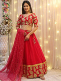 Attractive Pink Sequins Embroidered Georgette Reception Wear Lehenga Choli - Zeel Clothing