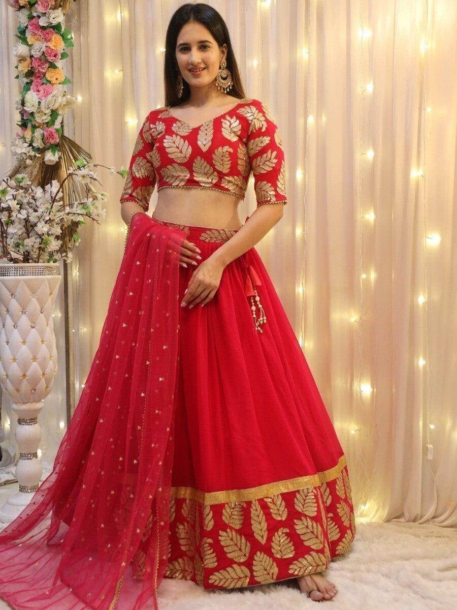 Attractive Pink Sequins Embroidered Georgette Reception Wear Lehenga Choli - Zeel Clothing