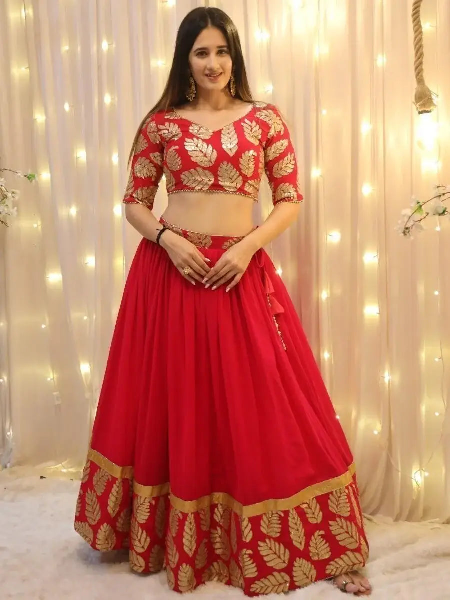 Attractive Pink Sequins Embroidered Georgette Reception Wear Lehenga Choli - Zeel Clothing
