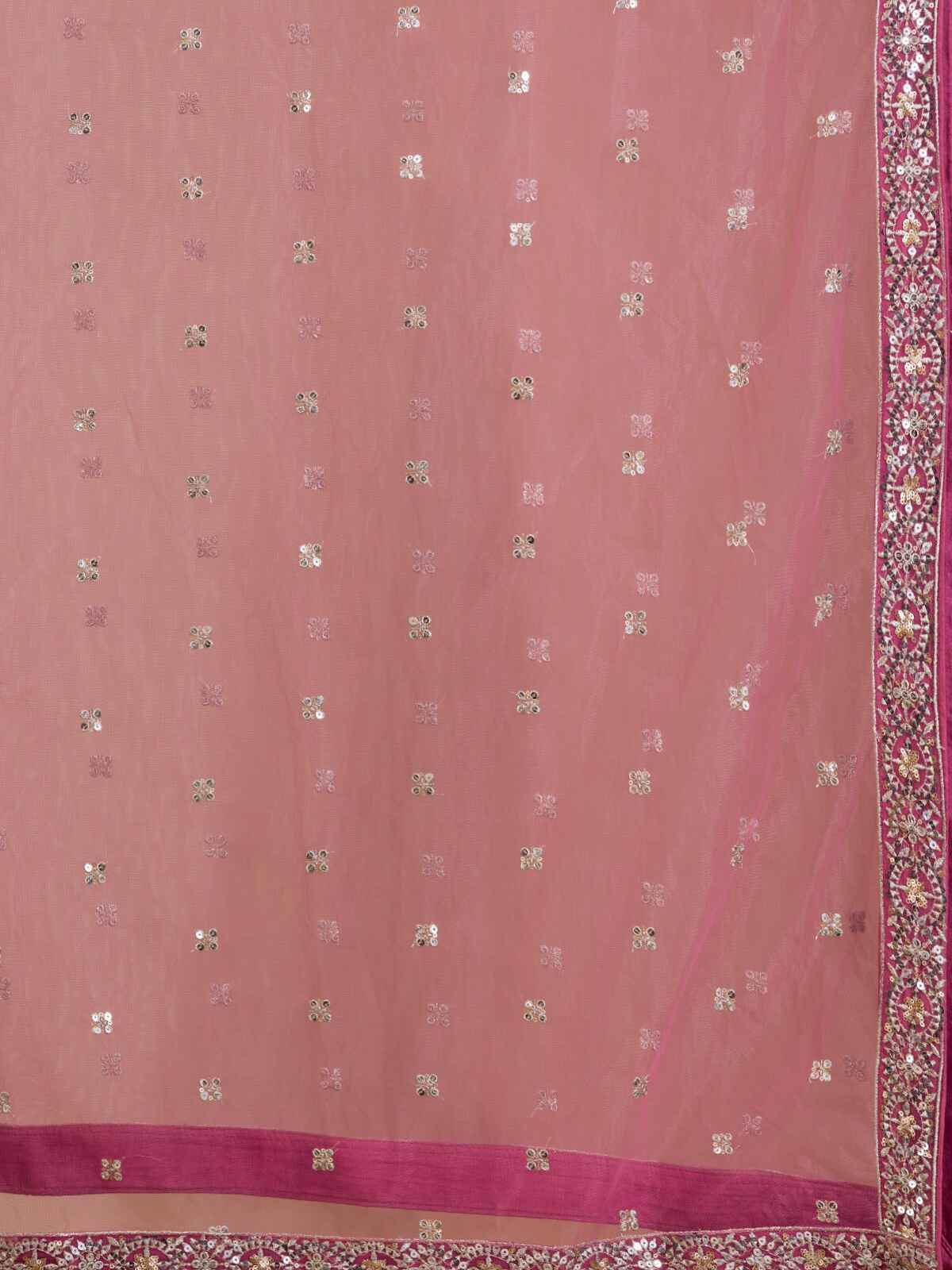 Attractive Pink Sequins Georgette Engagement Wear Lehenga Choli - Zeel Clothing