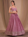 Attractive Pink Sequins Georgette Engagement Wear Lehenga Choli - Zeel Clothing