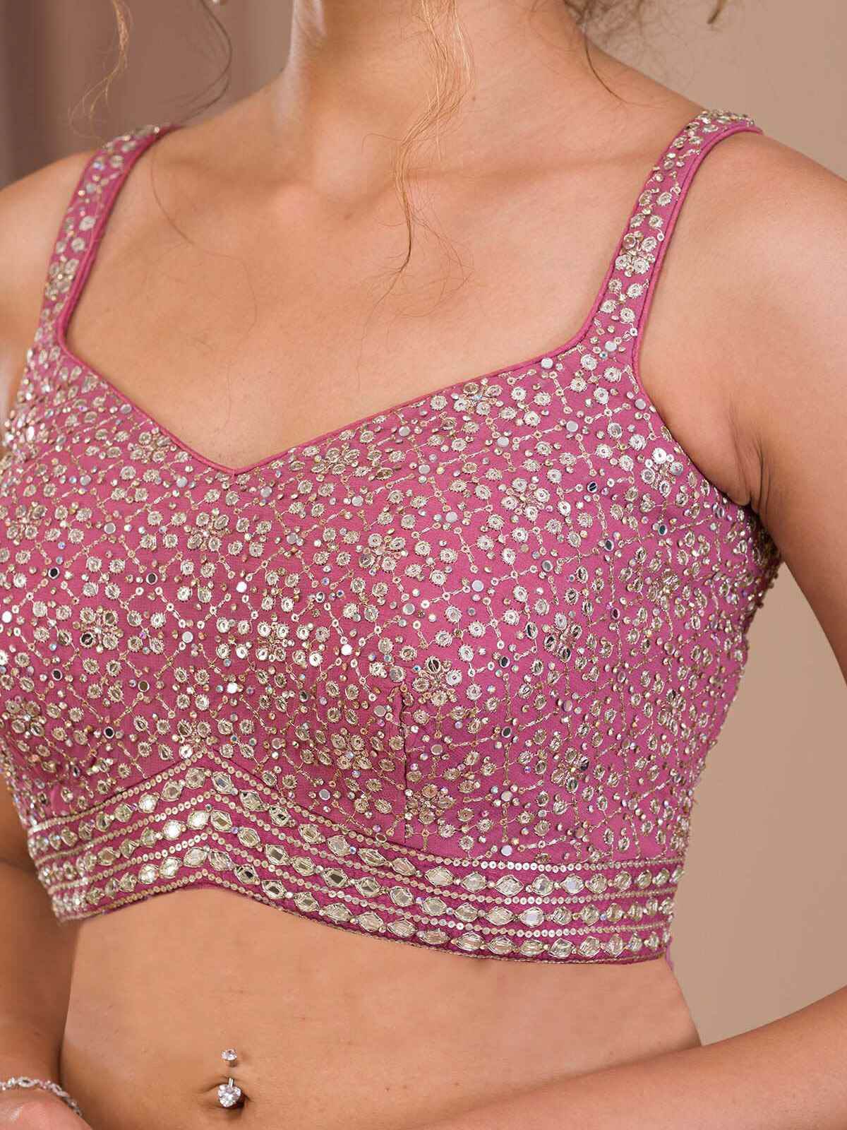 Attractive Pink Sequins Georgette Engagement Wear Lehenga Choli - Zeel Clothing
