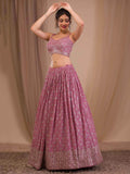 Attractive Pink Sequins Georgette Engagement Wear Lehenga Choli - Zeel Clothing