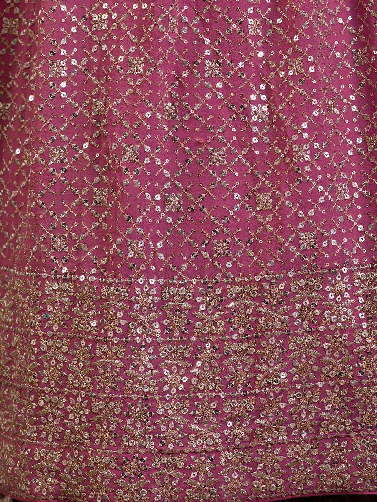 Attractive Pink Sequins Georgette Engagement Wear Lehenga Choli - Zeel Clothing