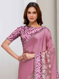 Attractive Pink Sequins Georgette Reception Wear Saree With Blouse - Zeel Clothing